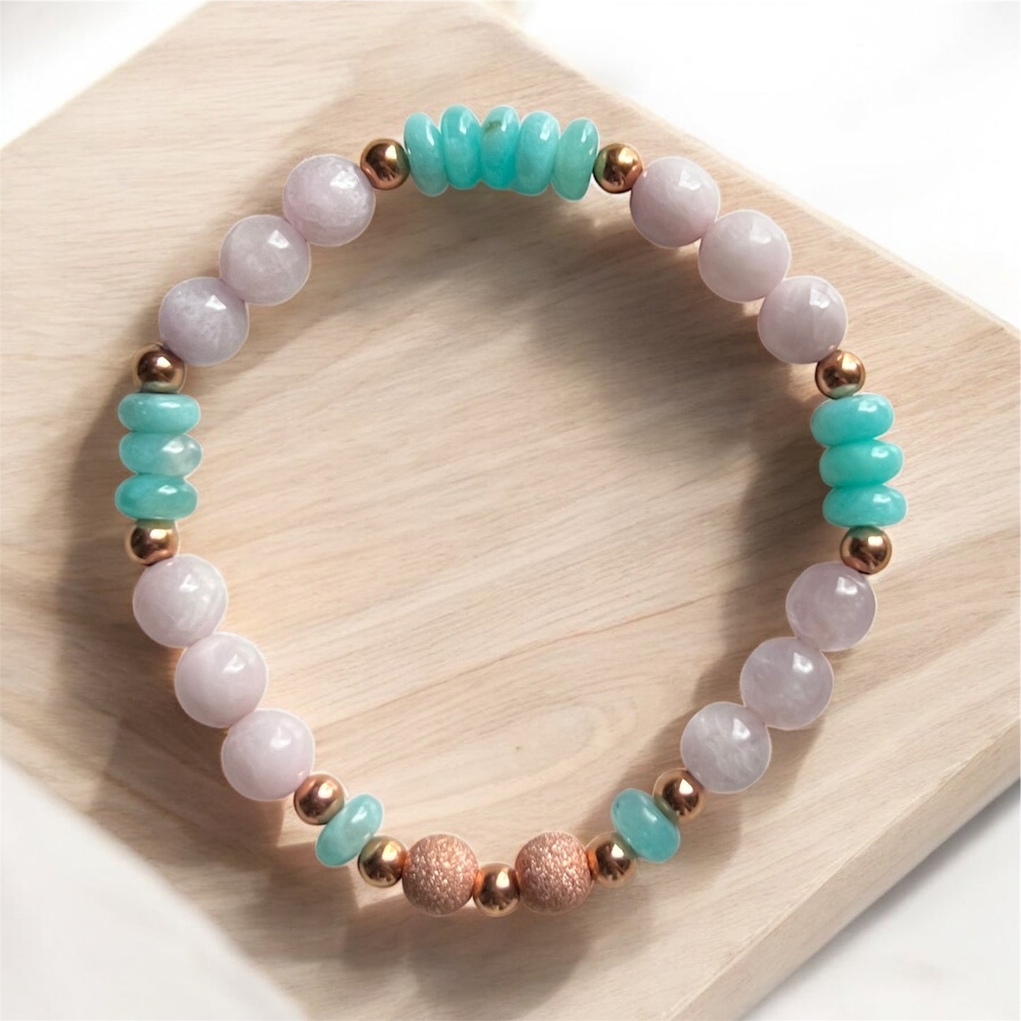 Happy Relationship Bracelet (Pink Kunzite & Amazonite)