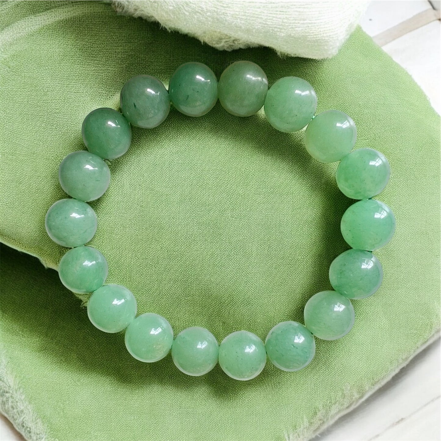 Green Aventurine Bracelet 12mm (Good Health & Good Luck)