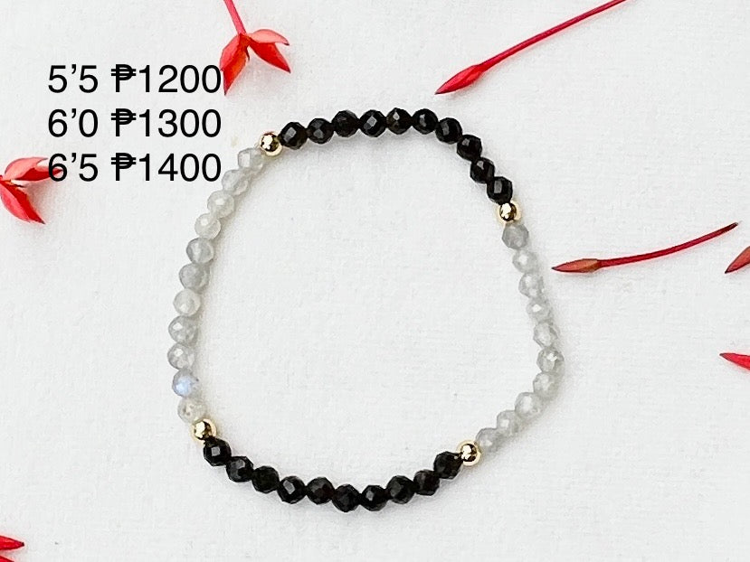 Blockage Breaker Bracelet (Labradorite and Obsidian 4mm Faceted with Stainless Steel Beads)
