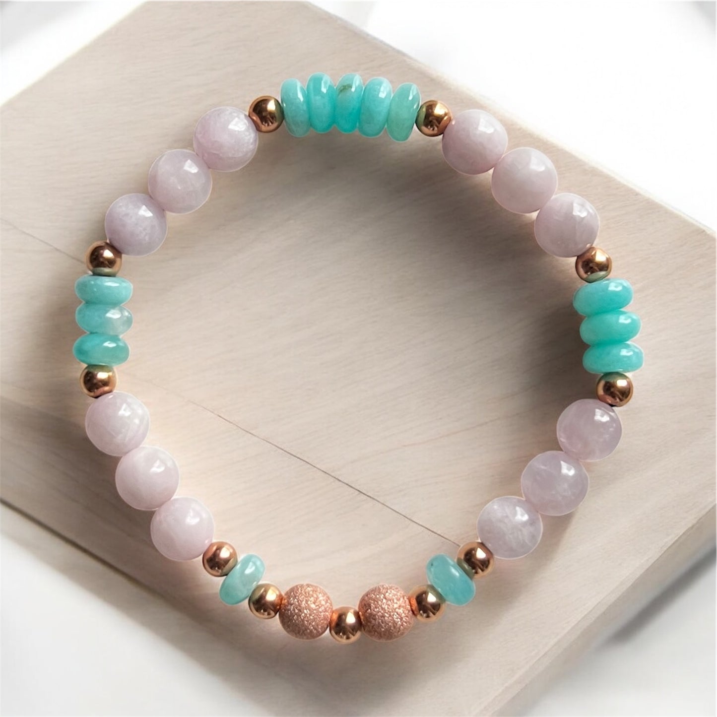 Happy Relationship Bracelet (Pink Kunzite & Amazonite)