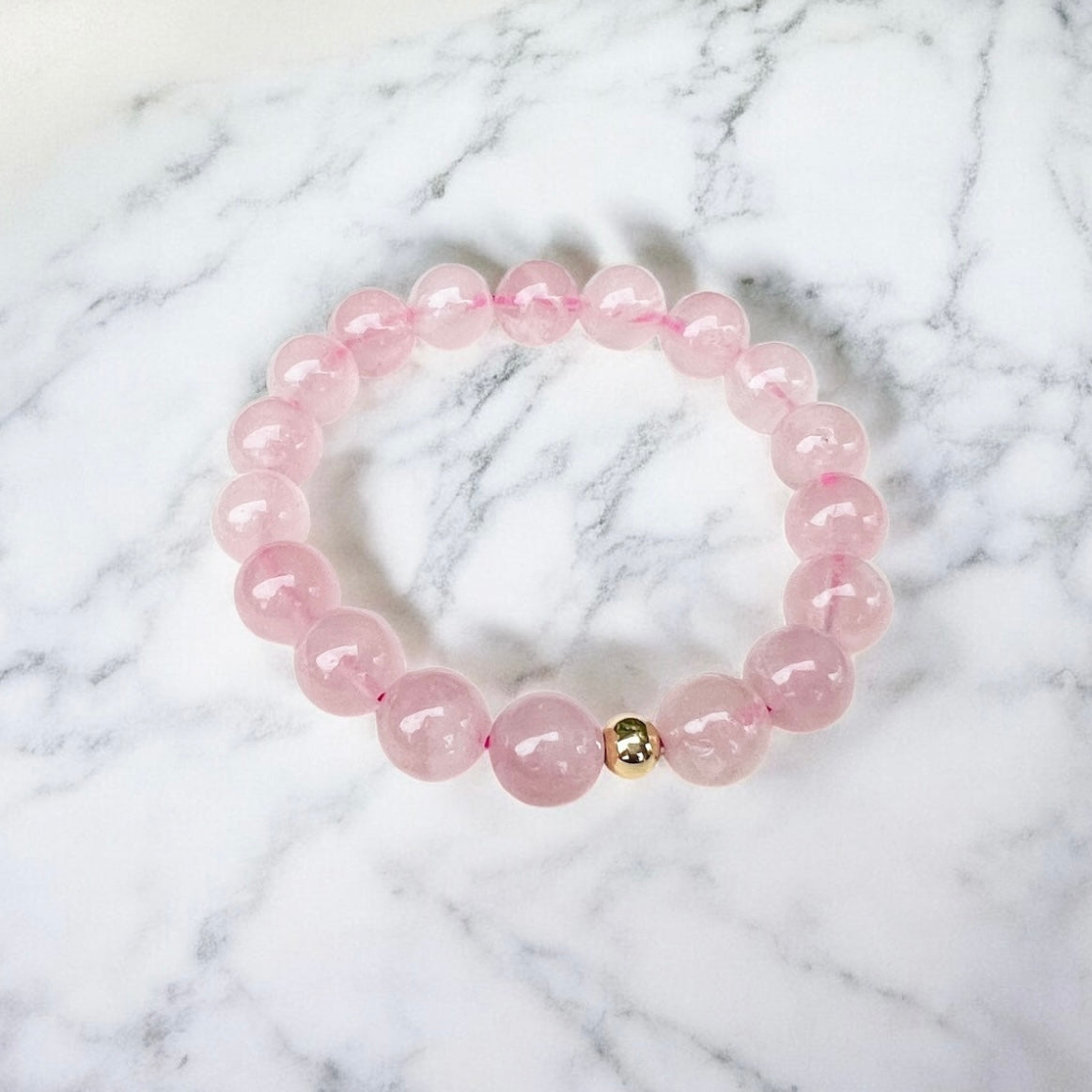Rose Quartz Bracelet (10mm with 14k gold)