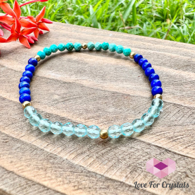 High Chakra Bracelet (Turquoise, Lapis Lazuli & Aqua Obsidian) Shimmer & Gems