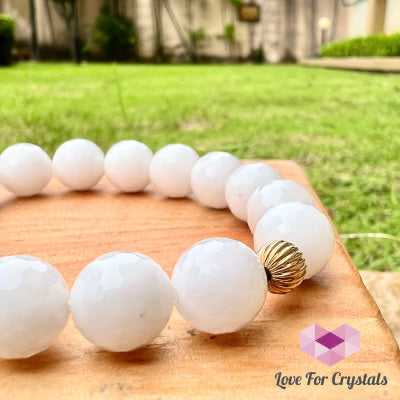 Milky Quartz 10mm Bracelet with 14k gold filled (Shimmer & Gems)