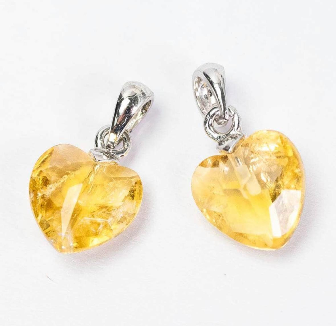 Citrine 8mm Heart 925 Silver Pendant (Radiant Abundance)