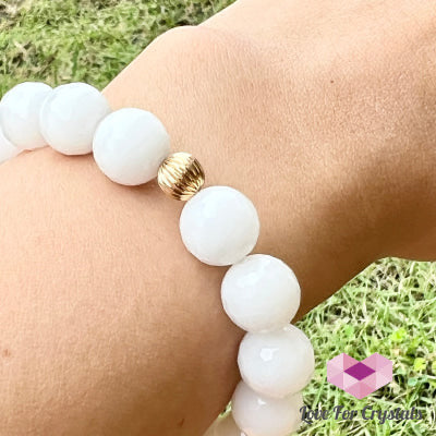 Milky Quartz 10mm Bracelet with 14k gold filled (Shimmer & Gems)