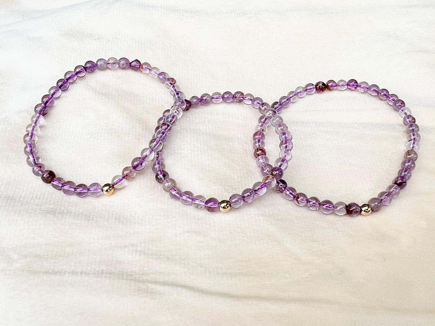 Phantom Amethyst AAA Grade Bracelet (4mm with 14k gold filled)