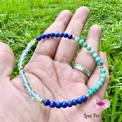 High Chakra Bracelet (Turquoise, Lapis Lazuli & Aqua Obsidian) Shimmer & Gems