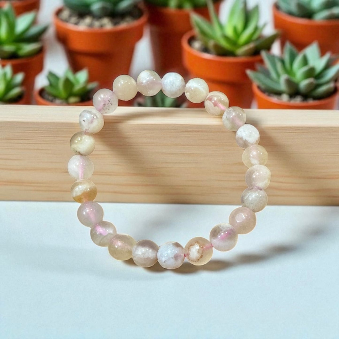 Cherry Blossom/ Sakura/ Flower Agate 8mm Bracelet