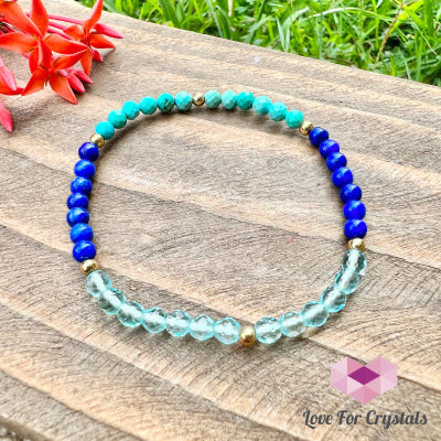High Chakra Bracelet (Turquoise, Lapis Lazuli & Aqua Obsidian) Shimmer & Gems