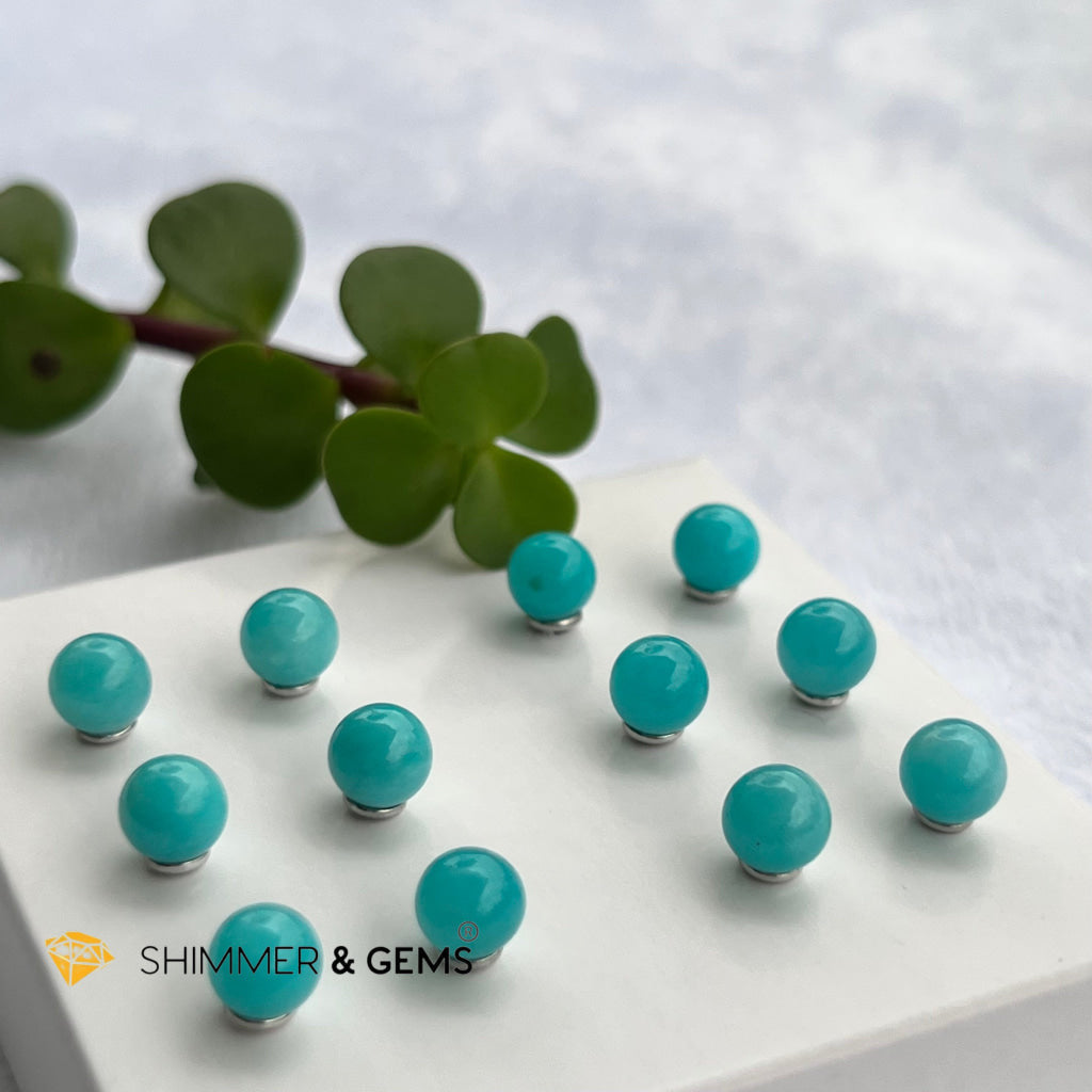 Amazonite 6mm Ball 925 Silver Earrings