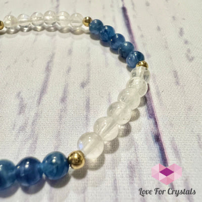 Good Vibes Bracelet with 14k Gold Filled (Kyanite and Moonstone) - Shimmer & Gems