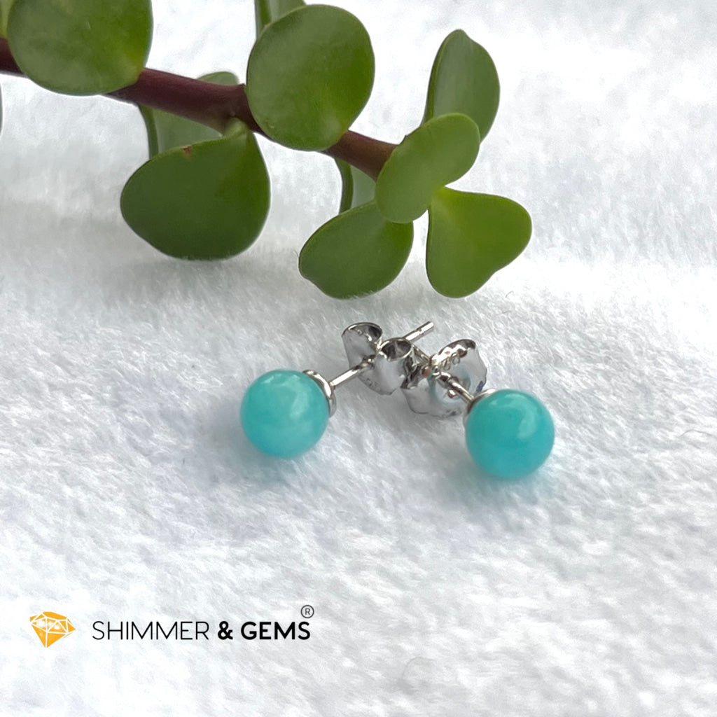 Amazonite 6mm Ball 925 Silver Earrings