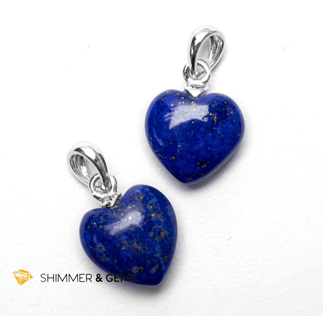 Lapis Lazuli Heart 925 Silver Pendant 10mm (Inner Wisdom, Royal Insight)
