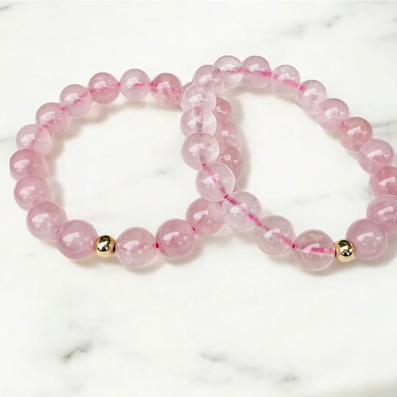 Rose Quartz Bracelet (10mm with 14k gold)