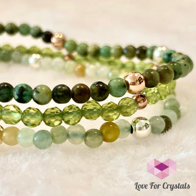 Wealth and Luck Triple Remedy Bracelet - Peridot, Turquoise, Jade (Shimmer & Gems)