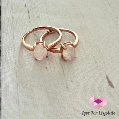 Moonstone Ring in 925 Silver (Rose Gold Electroplated) - Shimmer