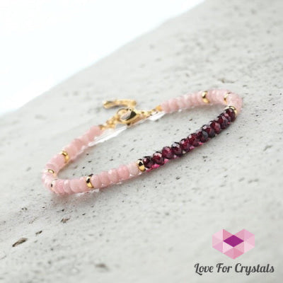 Chinese Pink Opal and Garnet in Stainless Steel Chain