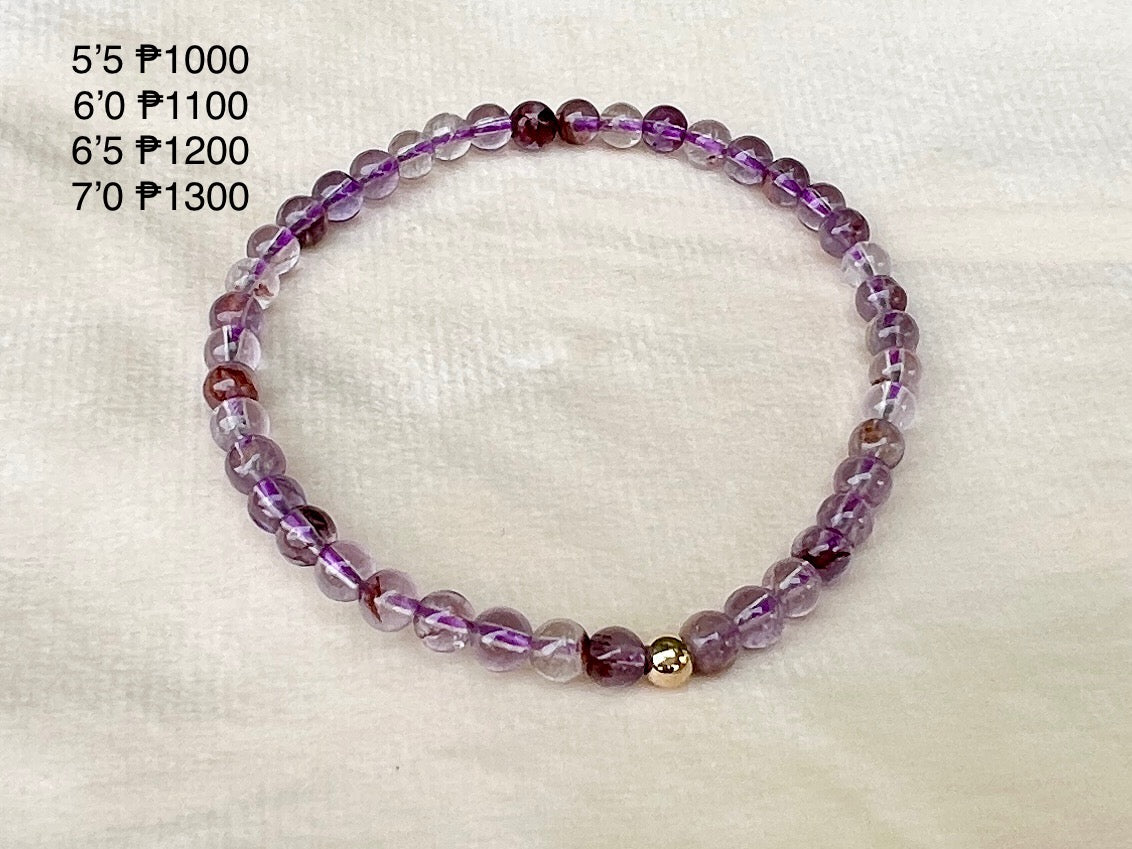 Phantom Amethyst AAA Grade Bracelet (4mm with 14k gold filled)