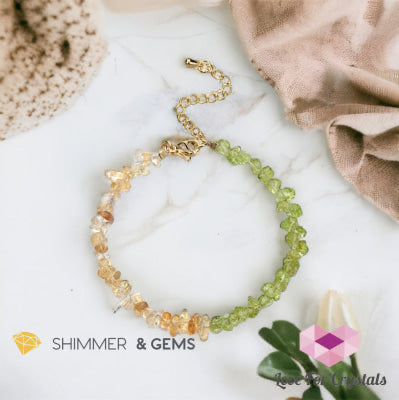 Money Magnet (Peridot and Citrine) in Stainless Steel Chain - Adjustable