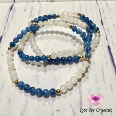 Good Vibes Bracelet with 14k Gold Filled (Kyanite and Moonstone) - Shimmer & Gems