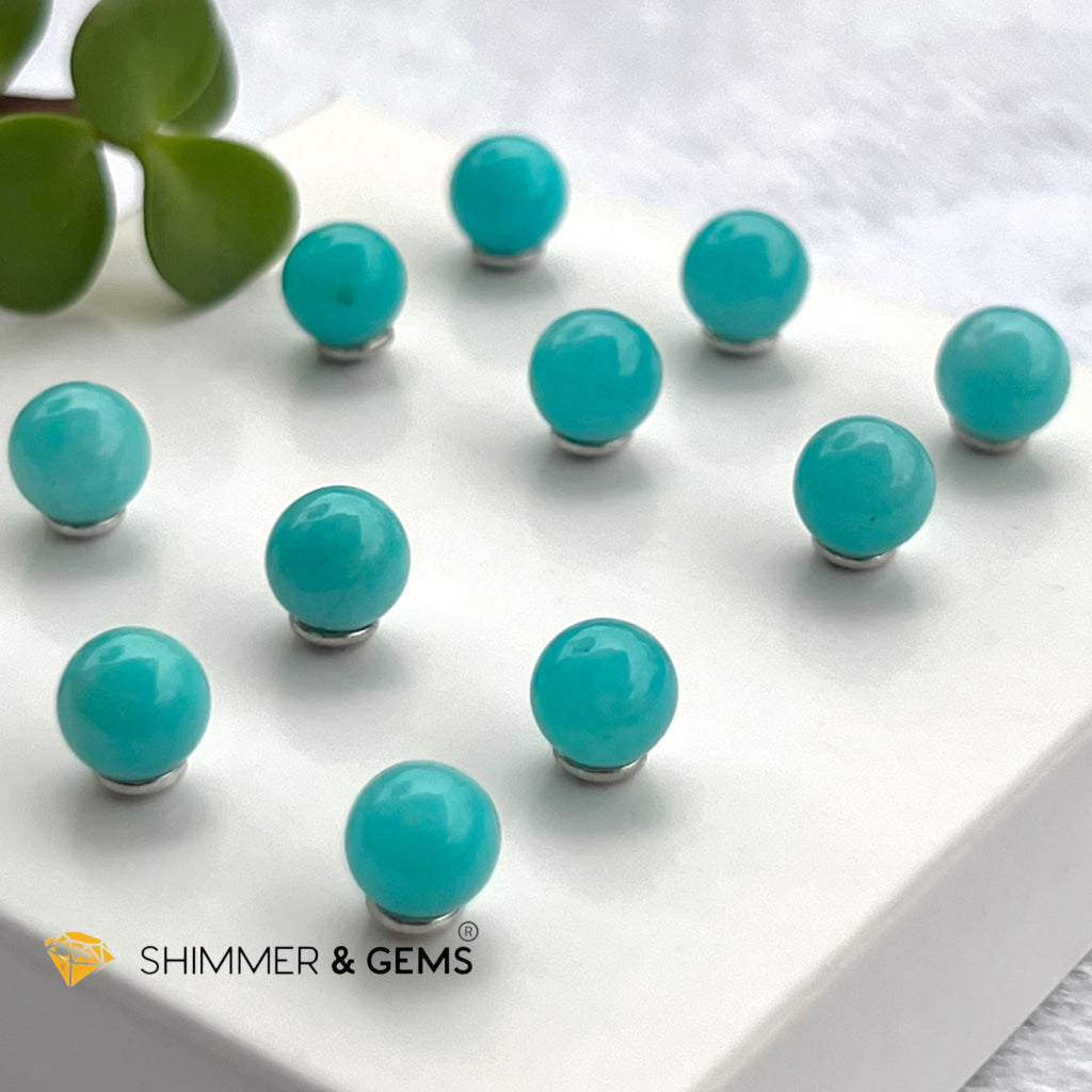 Amazonite 6mm Ball 925 Silver Earrings