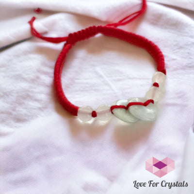 Jade Good Luck Buckle Bracelet in Red String (Adjustable)