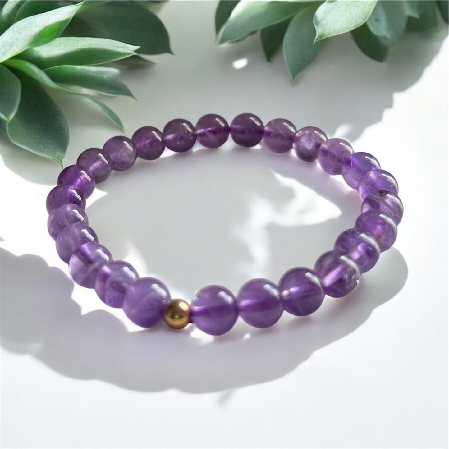 Lilac Amethyst Bracelet 6mm with 14k gold-filled bead