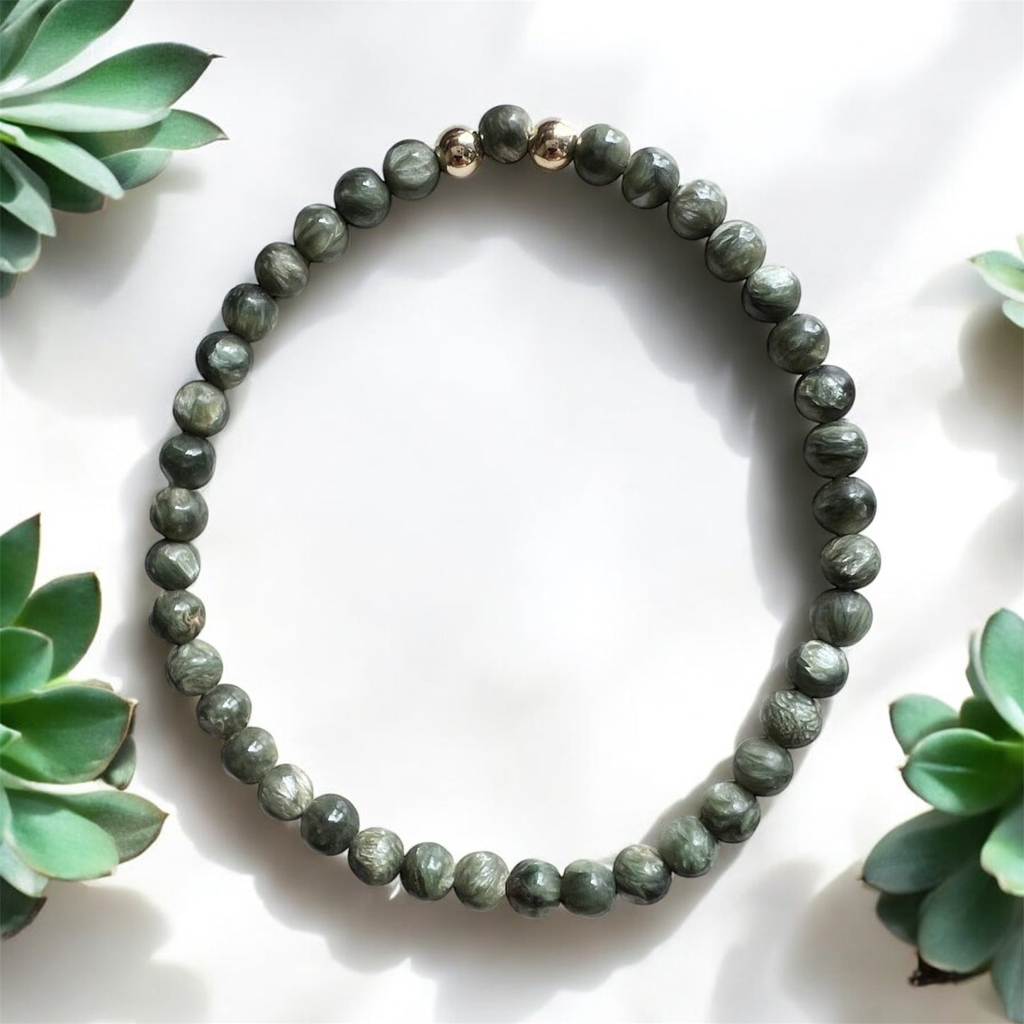 Seraphinite Bracelet AAA grade 4mm (Cancer Prevention)