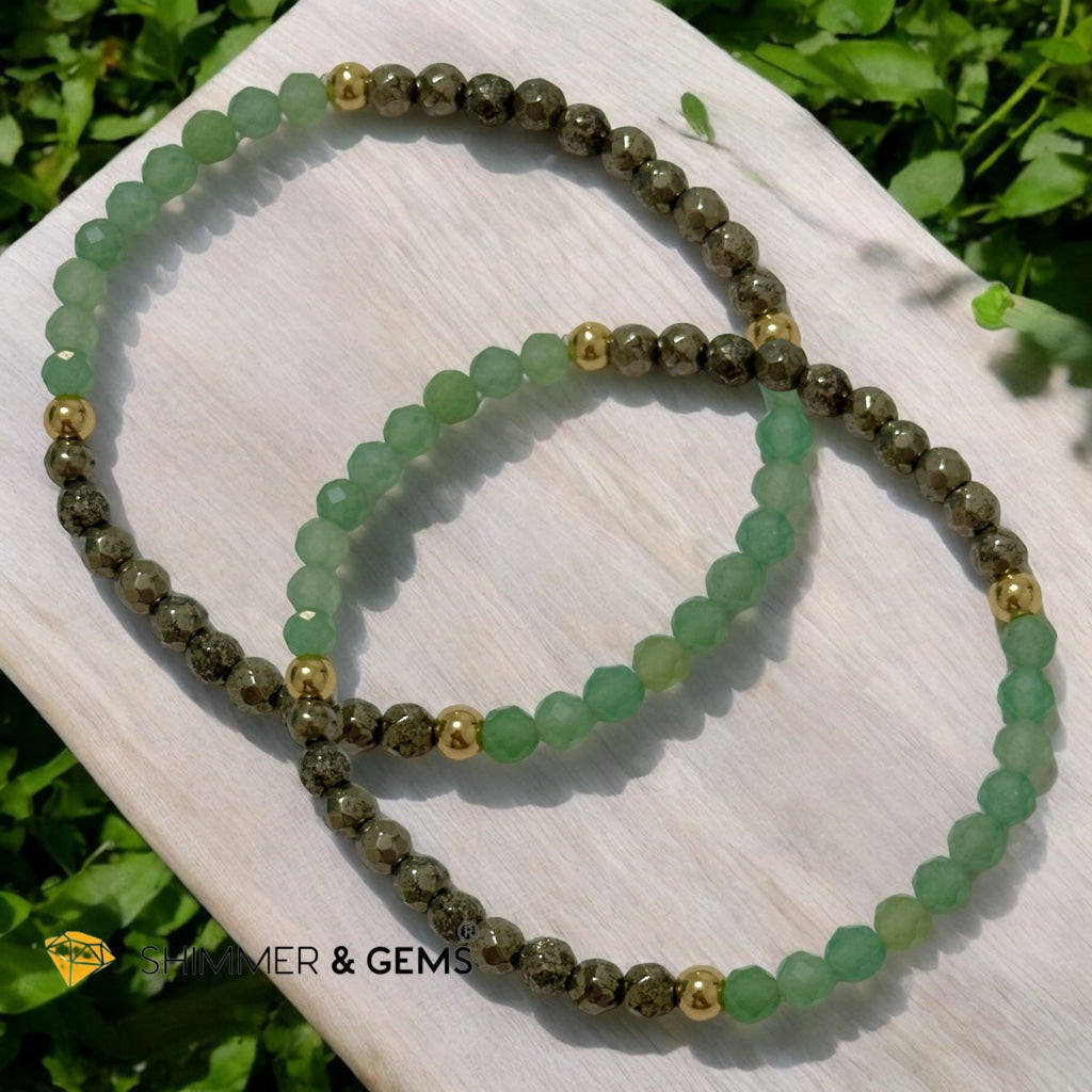 Opportunity Magnet Bracelet (Pyrite and Aventurine 4mm Faceted with Stainless Steel Beads)