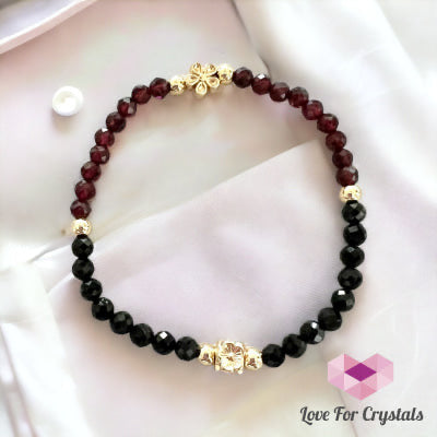 Grounding and Protection 4mm Bracelet (Black Spinel & Garnet)