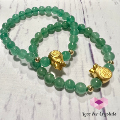 Green Aventurine Money Bag (14k Gold Plated Copper) Bracelet - Shimmer & Gems