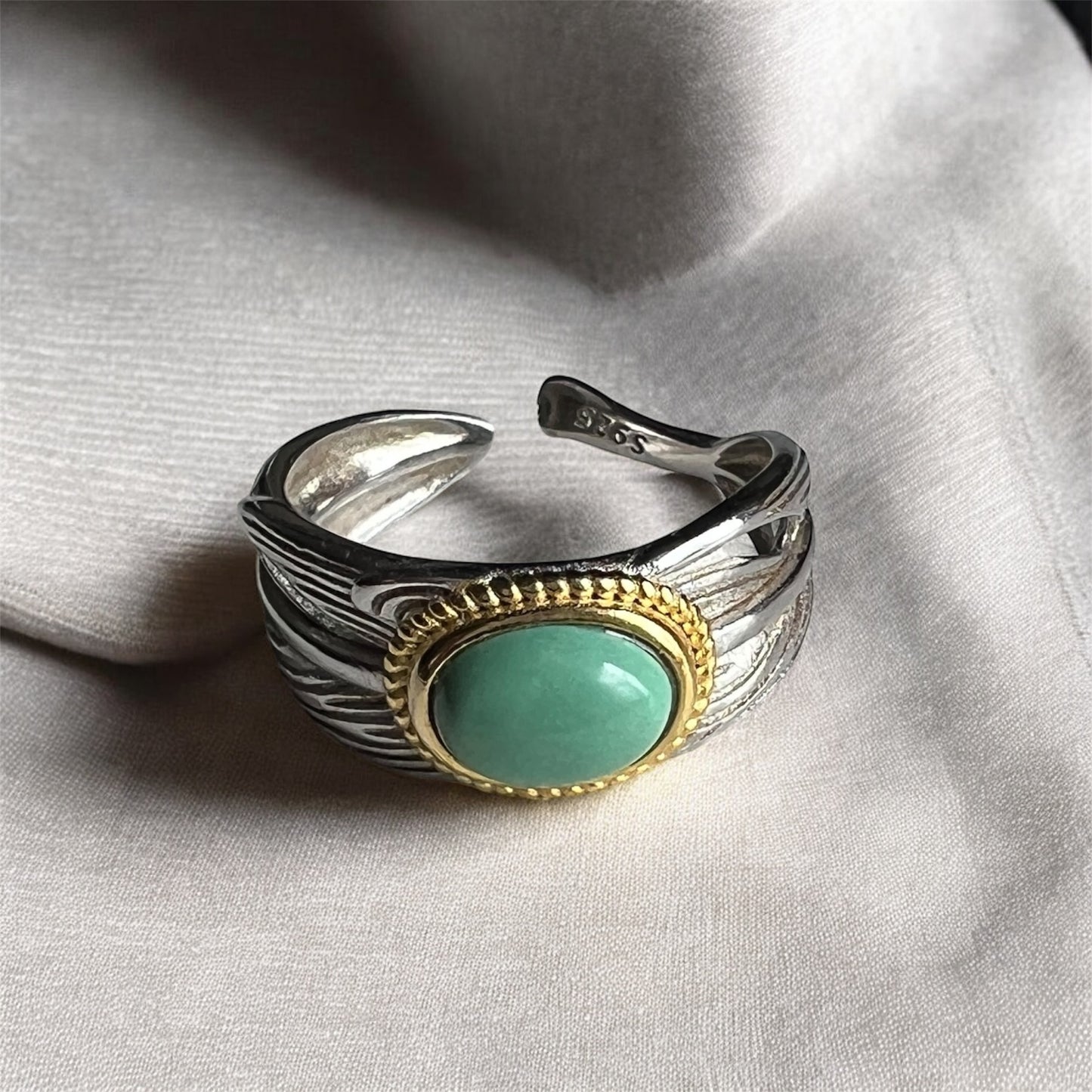 Natural Turquoise 925 Silver Adjustable Ring