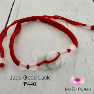 Jade Good Luck Buckle Bracelet in Red String (Adjustable)