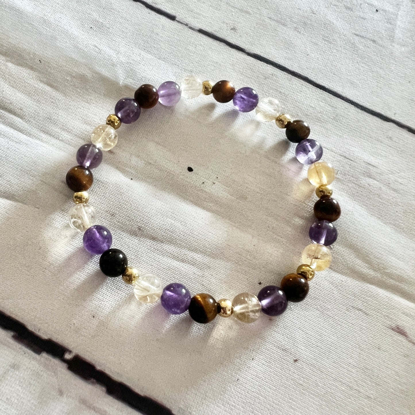 Career Luck 6mm Bracelet (Citrine, Amethyst & Tigers Eye)