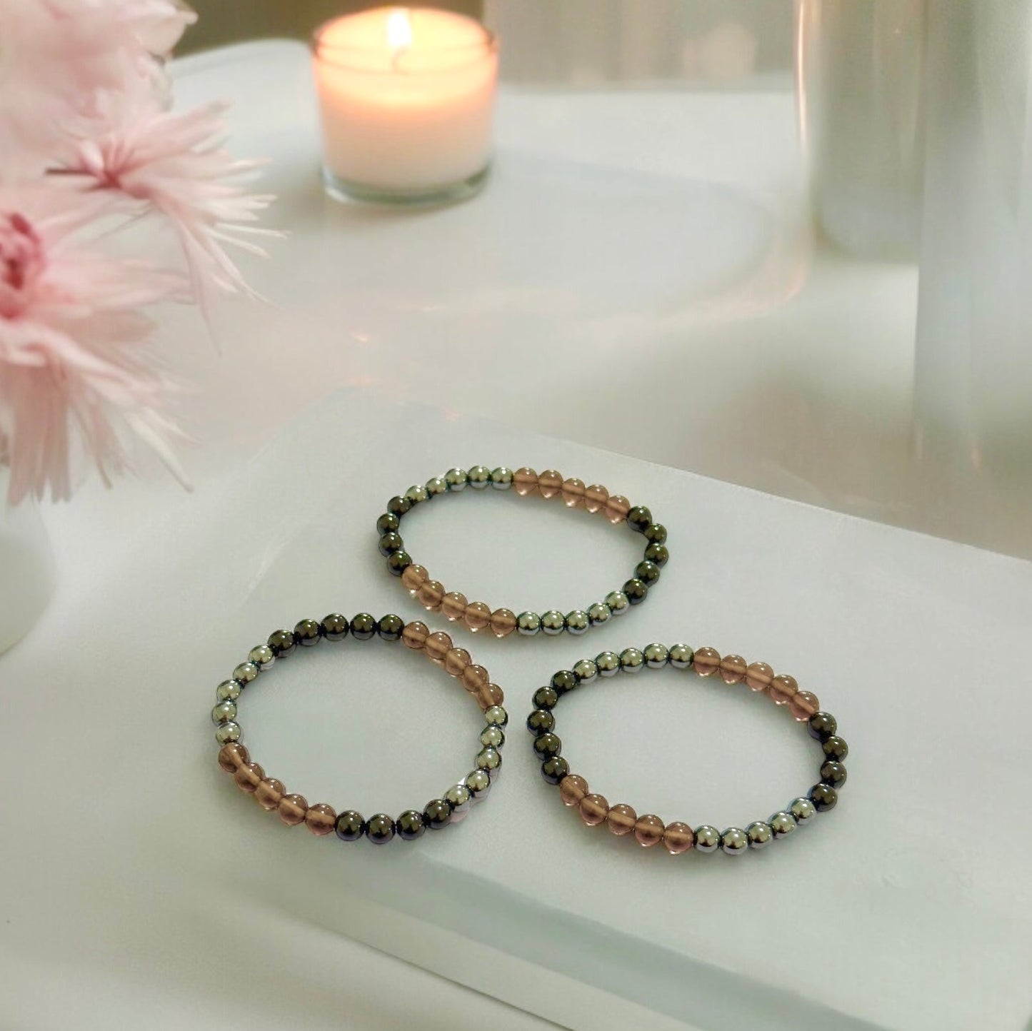 Protection Bracelet 6mm (Black Tourmaline, Smoky Quartz & Hematite)
