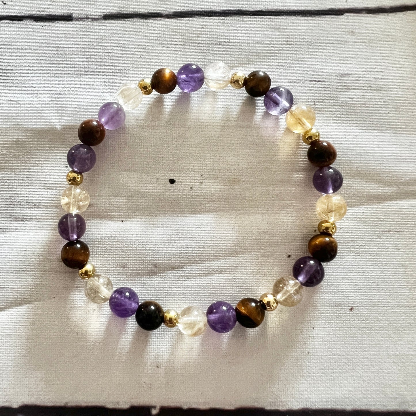 Career Luck 6mm Bracelet (Citrine, Amethyst & Tigers Eye)