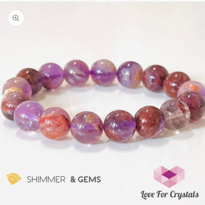 Super 7 Healing Bracelet 10mm with 14k gold filled (Shimmer & Gems)