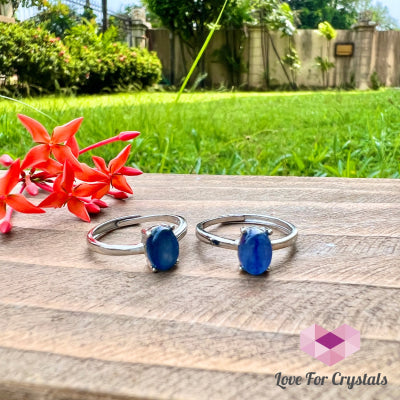 Blue Kyanite Ring 925 Silver (Adjustable Size)