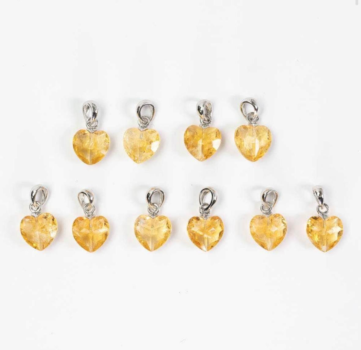 Citrine 8mm Heart 925 Silver Pendant (Radiant Abundance)
