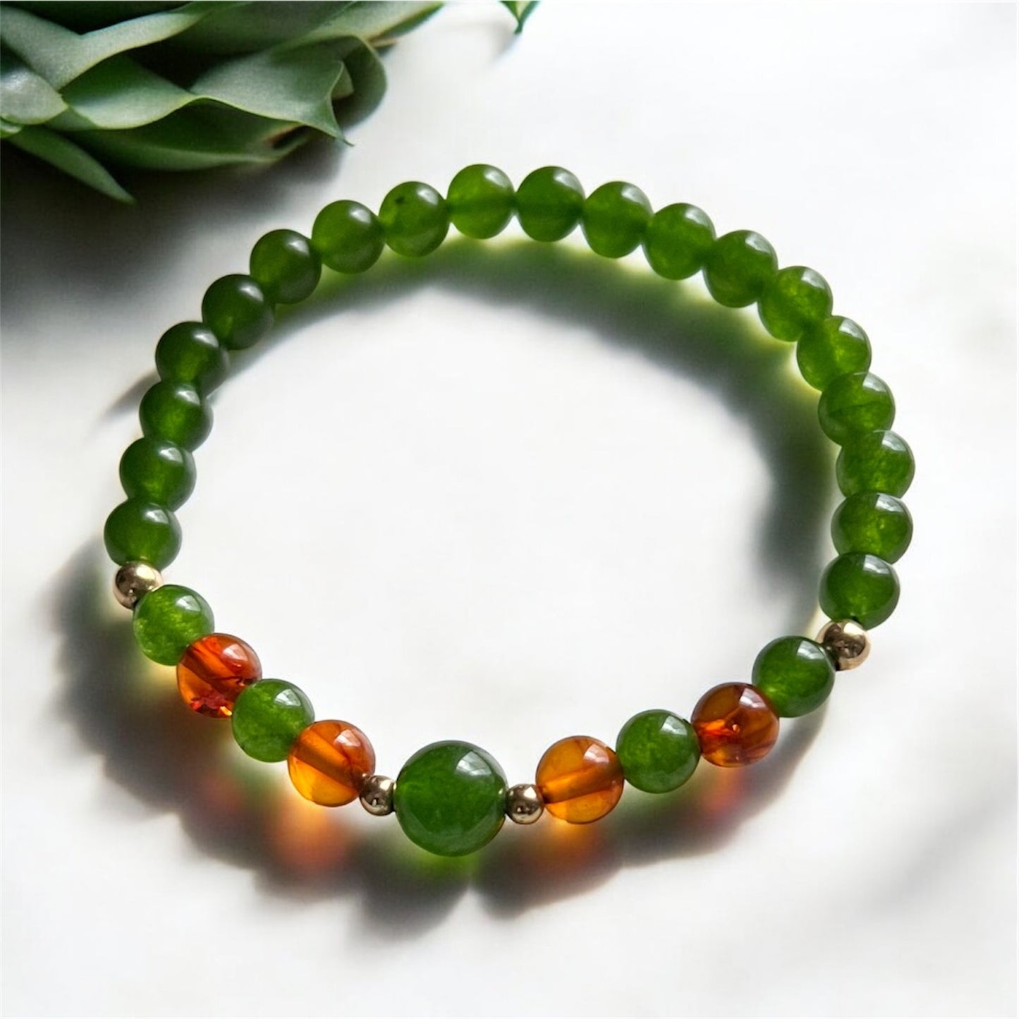 Career Luck Bracelet 6mm (Amber & Jade)
