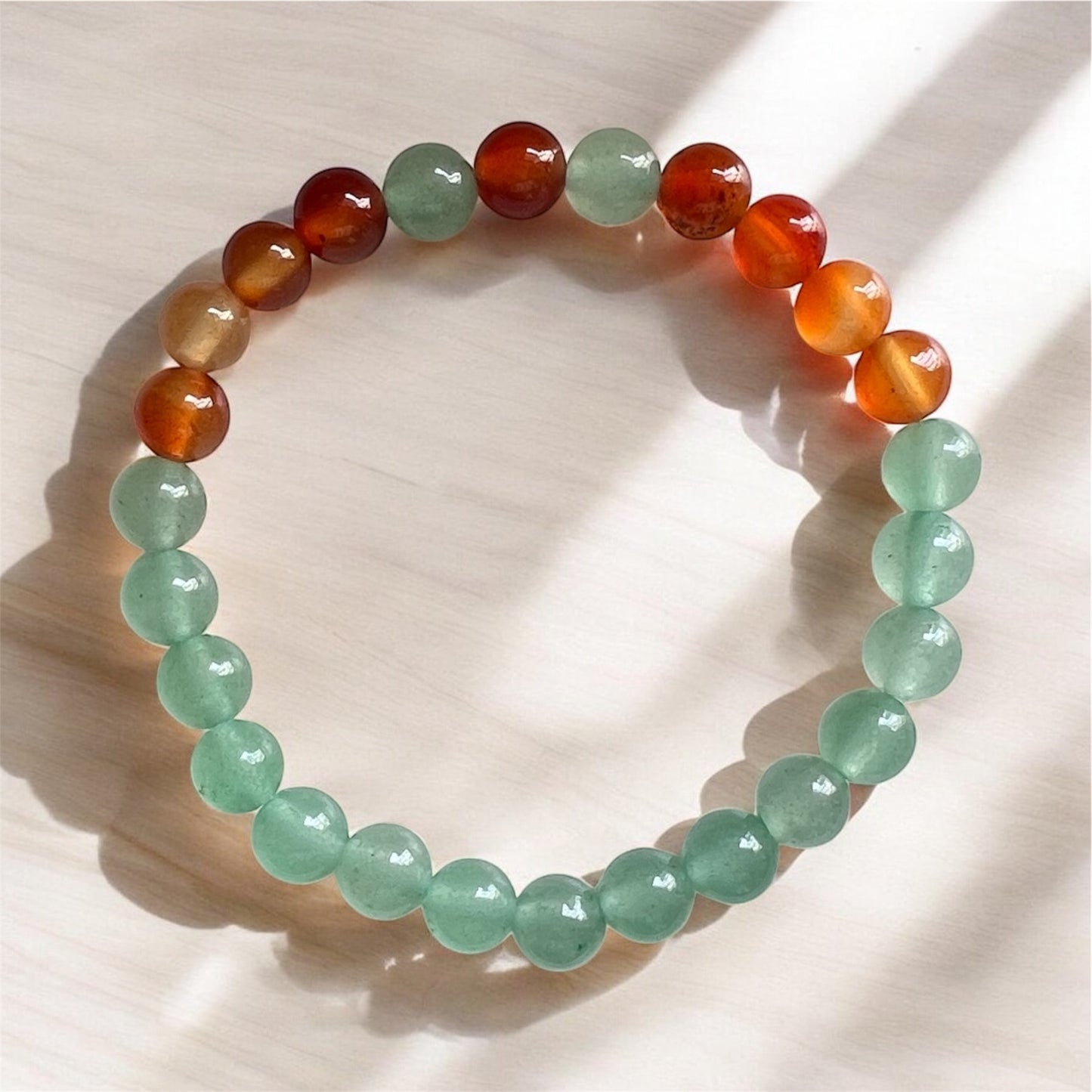 Business And Career Luck Bracelet 6mm (Green Aventurine & Carnelian)