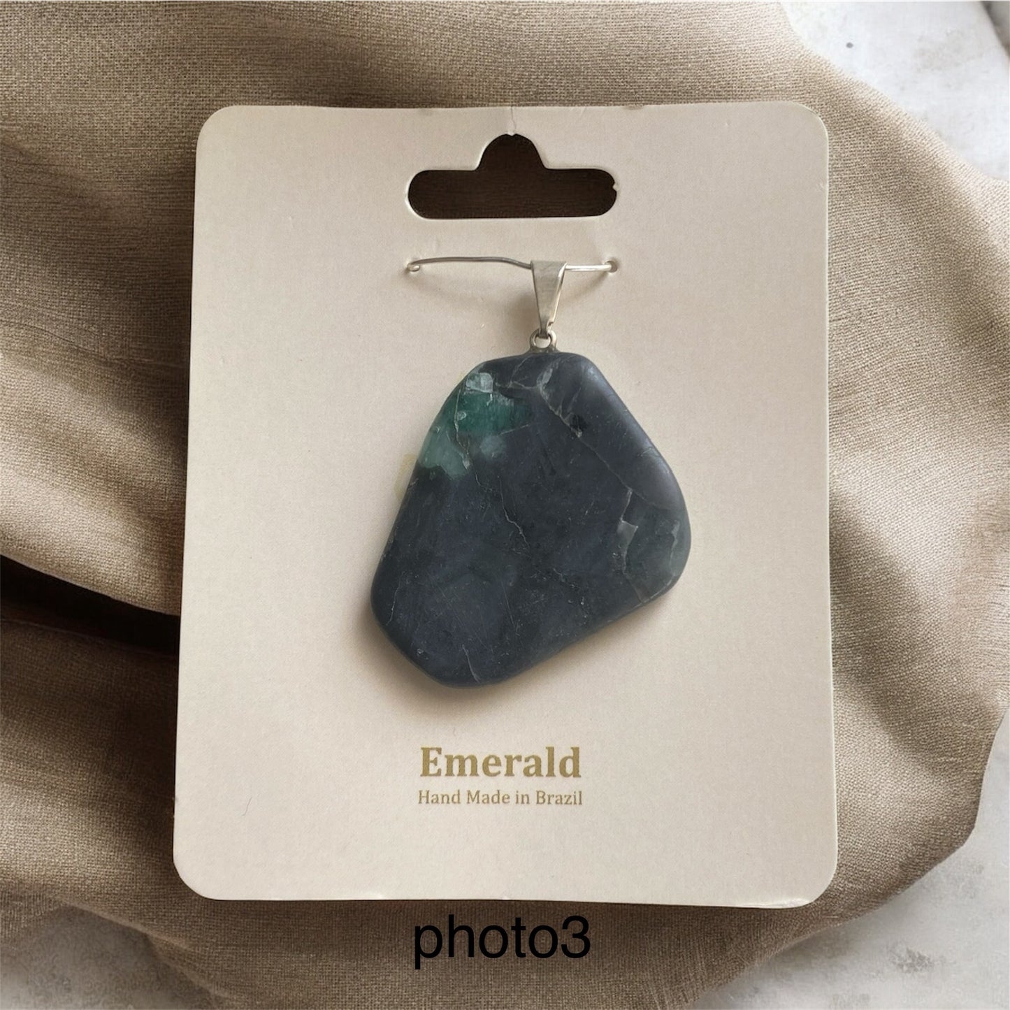 Polished Emerald Slab Pendant (Brazil) 30-45mm