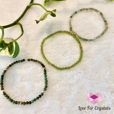 Wealth and Luck Triple Remedy Bracelet - Peridot, Turquoise, Jade (Shimmer & Gems)