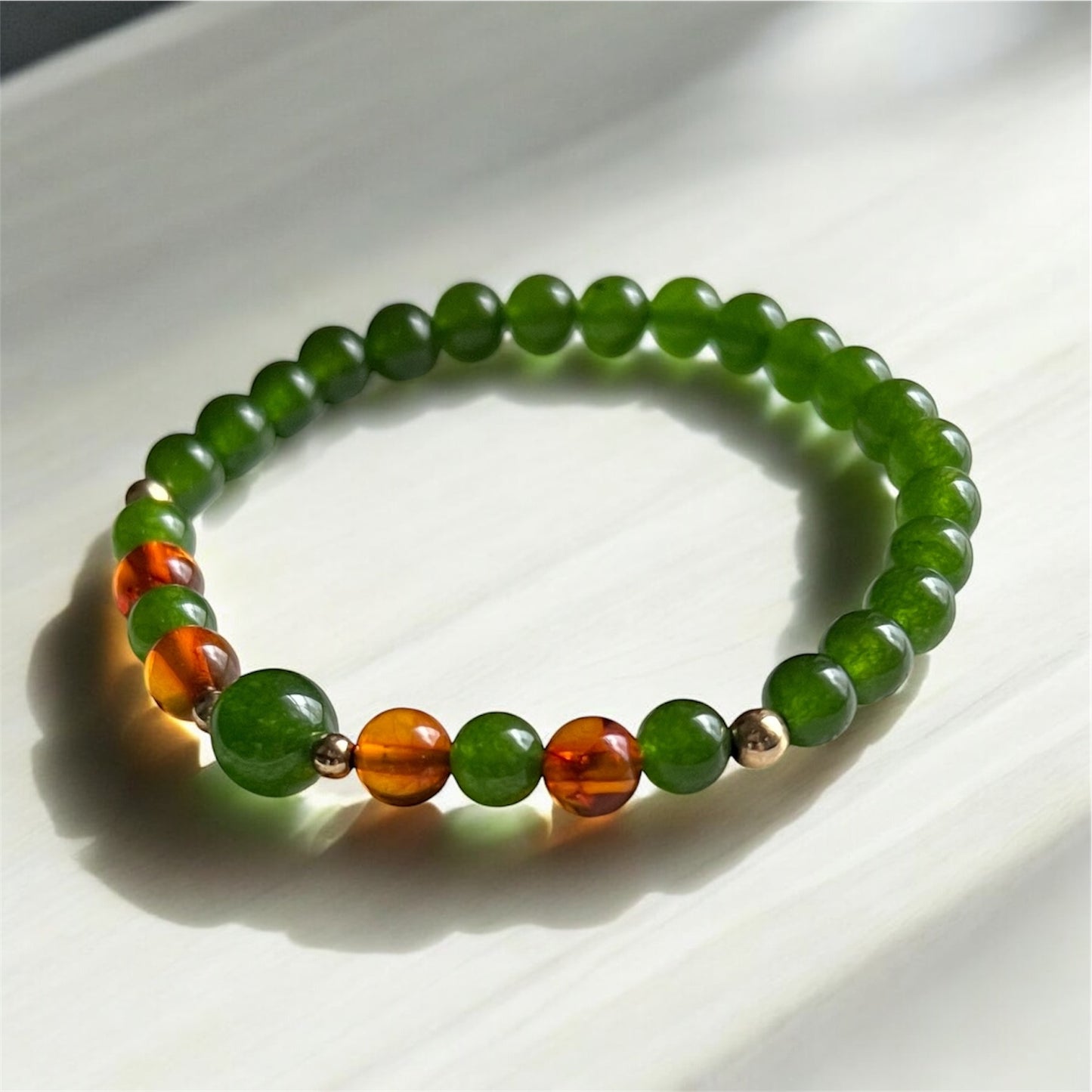 Career Luck Bracelet 6mm (Amber & Jade)