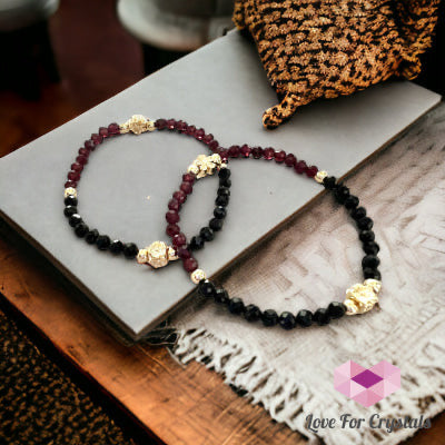 Grounding and Protection 4mm Bracelet (Black Spinel & Garnet)