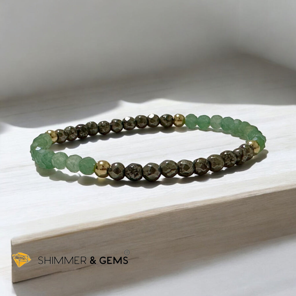 Opportunity Magnet Bracelet (Pyrite and Aventurine 4mm Faceted with Stainless Steel Beads)