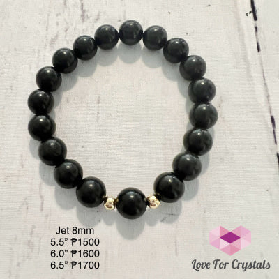 Jet 8mm Bracelet with 14k Gold filled