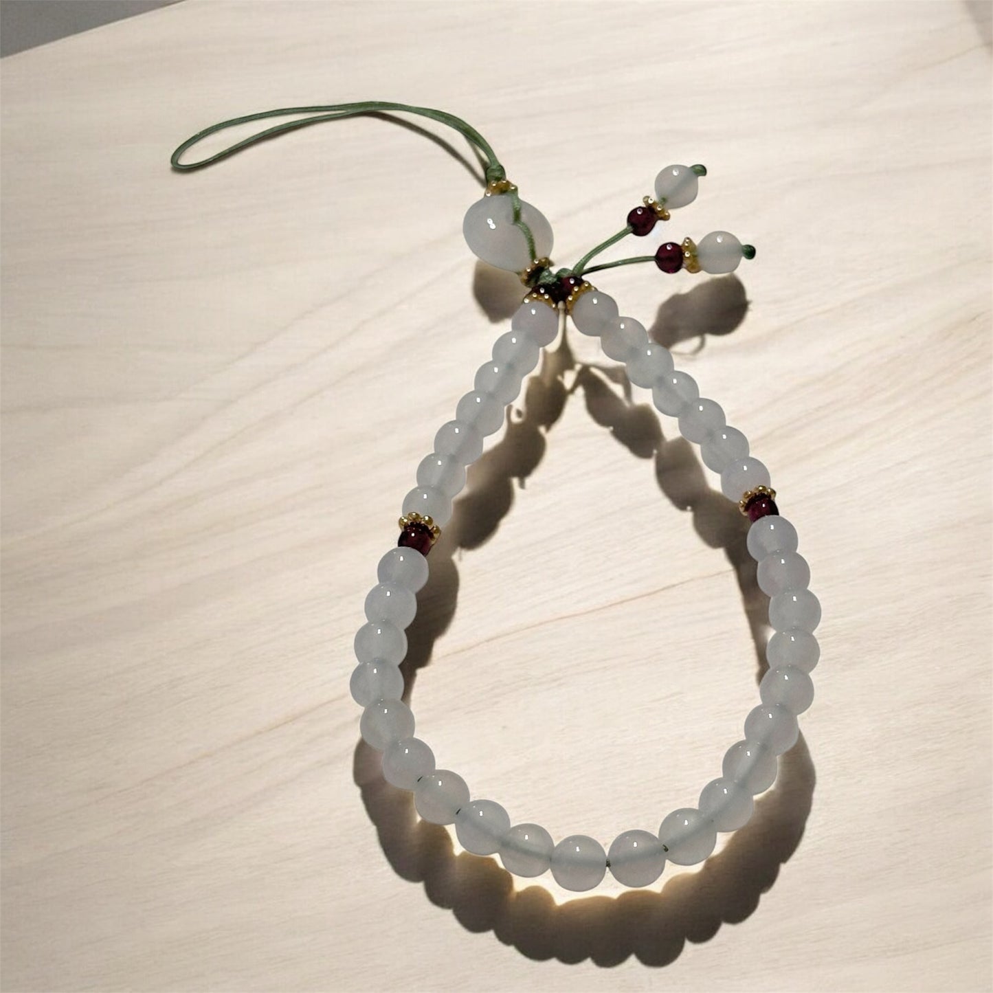 White Jade Phone Strap 6mm