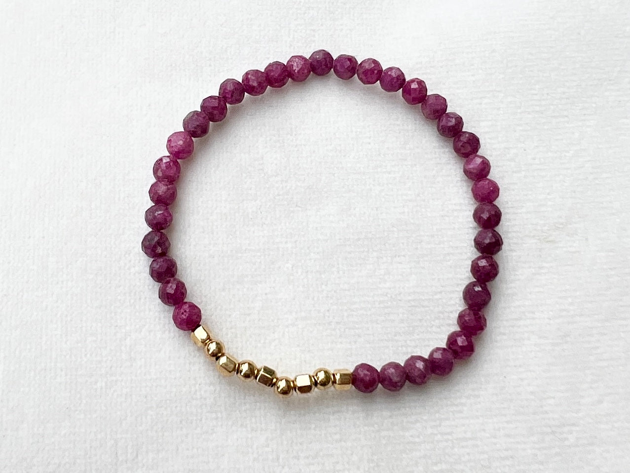 Ruby Fortune 9 Bracelet (3mm with 14k gold)