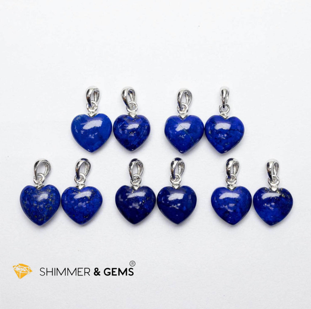 Lapis Lazuli Heart 925 Silver Pendant 10mm (Inner Wisdom, Royal Insight)